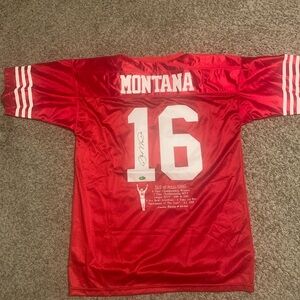 Signed Red Montana Jersey with White Accents